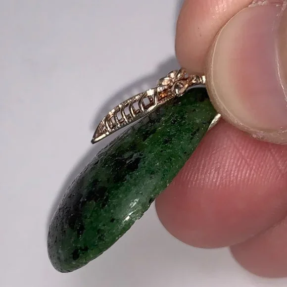Ruby Zoisite Teardrop Pendant with Leaf Bail - Picture 13 of 14